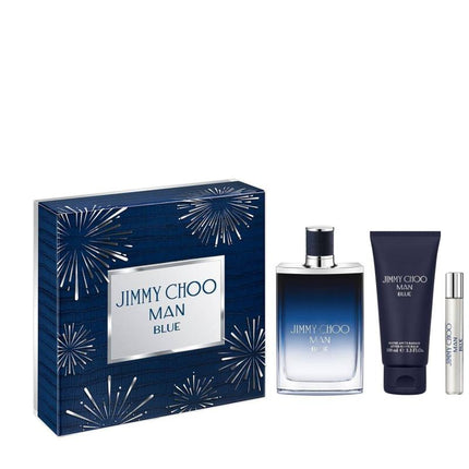 JIMMY CHOO MAN BLUE 3 PCS SET FOR MEN: 3.3 EDT SP + 0.25 EDT SP + 3.3 S/G