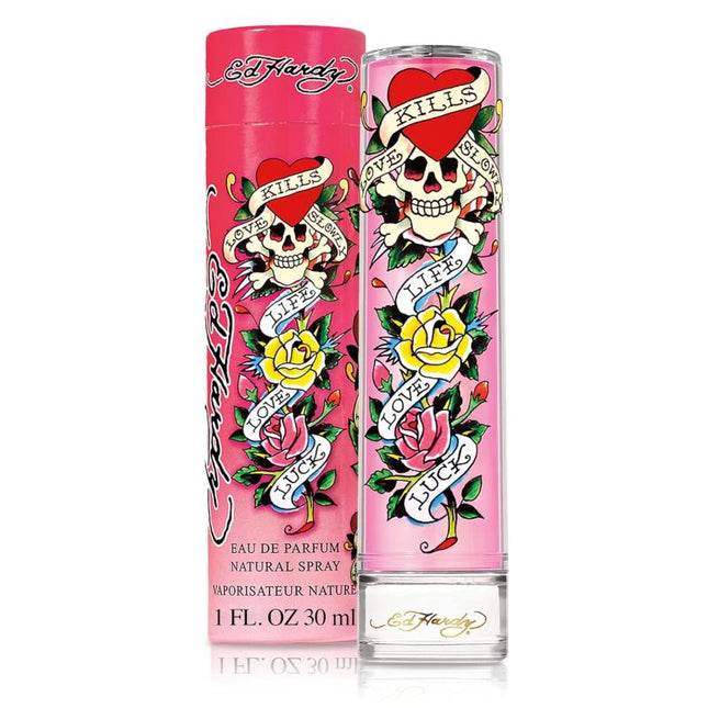 ED HARDY 2 PCS SET FOR WOMEN: 8 OZ FRAGRANCE MIST SPRAY + 1 OZ EAU DE PARFUM SPRAY