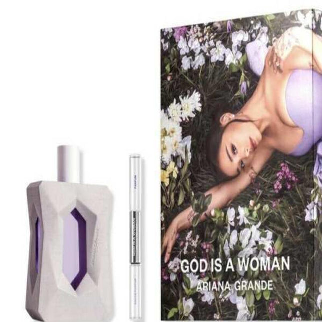 ARIANA GRANDE GOD IS A WOMAN 2 PCS SET: 3.4 EAU DE PARFUM SPRAY +  ROLLERBALL DUO 0.17 EAU DE PARFUM + 0.17 PARFUM