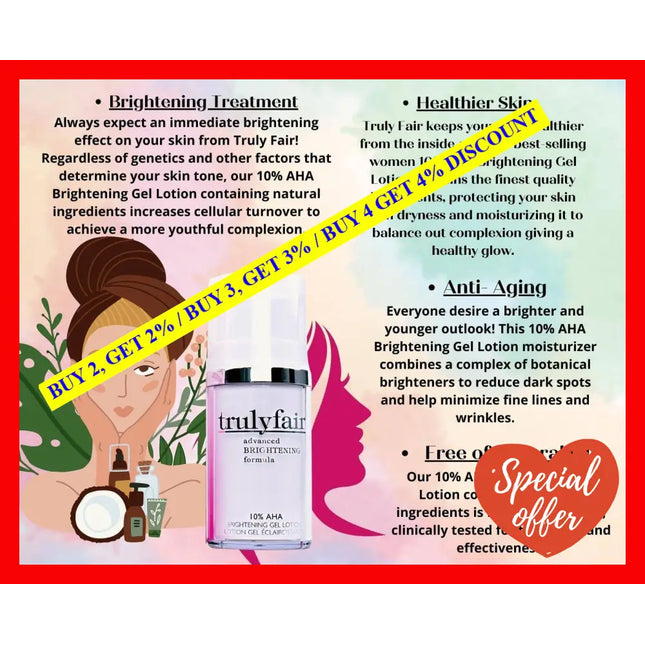 10 Percent Aha Brightening Gel Lotion By Truly Fair For Unisex - 1.7 Oz