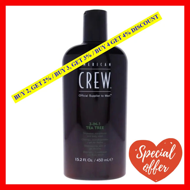 3-In-1 Tea Tree Shampoo And Conditioner Body Wash By American Crew For Men - 15.2 Oz