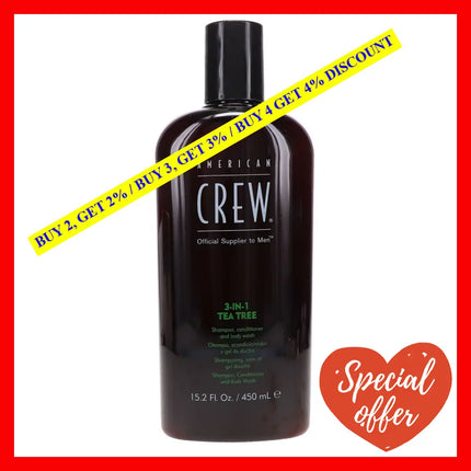 3-In-1 Tea Tree Shampoo And Conditioner Body Wash By American Crew For Men - 15.2 Oz