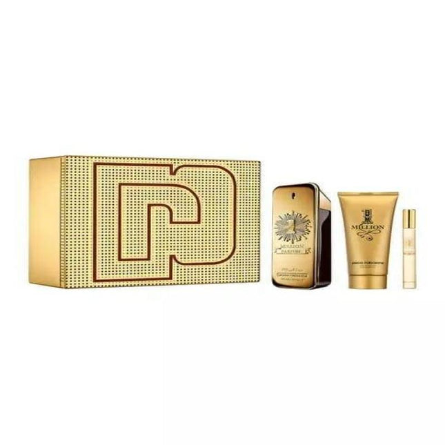 Paco Rabanne One Million Lucky 3 Pcs Set For Men: 3.4 Parfum Sp + 0.34 Parfum Sp + 3.4 S/G