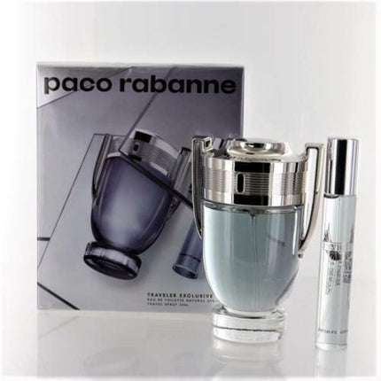 PACO RABANNE INVICTUS 2 PCS SET: 3.4 EAU DE TOILETTE SPRAY + 0.68 EAU DE TOILETTE SPRAY (TRAVEL)