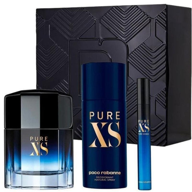 PACO RABANNE PURE XS 3 PCS SET FOR MEN: 3.4 EAU DE TOILETTE SPRAY + 5.1 DEODORANT SPRAY + 0.34 EAU DE TOILETTE SPRAY