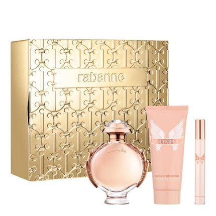 PACO RABANNE OLYMPEA 3 PCS SET FOR WOMEN: 2.7 EAU DE PARFUM SPRAY + 3.4 BODY LOTION + 0.34 EAU DE PARFUM SPRAY