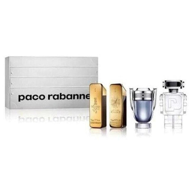 PACO RABANNE 4 PCS MINI SET FOR MEN: ONE MILLION 0.17 EAU DE TOILETTE + ONE MILLION 0.17 PARFUM + INVICTUS 0.17 EAU DE TOILETTE + PHANTOM 0.17 EAU DE TOILETTE