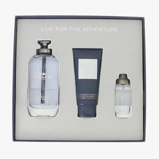COACH OPEN ROAD 3 PCS SET FOR MEN: 3.3 EAU DE TOILETTE SPRAY + 0.5 EAU DE TOILETTE SPRAY + 3.3 SHOWER GEL