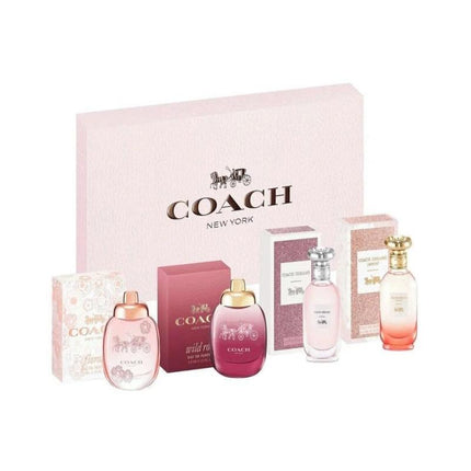 COACH 4 X 4.5 ML MINI SET FOR WOMEN: FLORAL EAU DE PARFUM + WILD ROSE EAU DE PARFUM + COACH DREAMS EAU DE PARFUM + DREAMS SUNSET EAU DE PARFUM