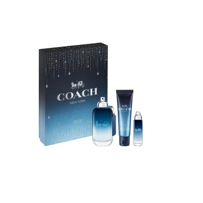 COACH BLUE 3 PCS SET FOR MEN: 3.3 EAU DE TOILETTE SPRAY + 0.5 EAU DE TOILETTE SPRAY + 3.3 SHOWER GEL