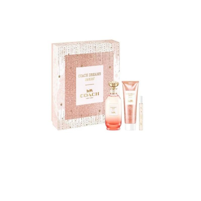 COACH DREAMS SUNSET 3 PCS SET FOR WOMEN: 3 OZ EAU DE PARFUM SPRAY + 0.25 EAU DE PARFUM SPRAY + 3.3 BODY LOTION