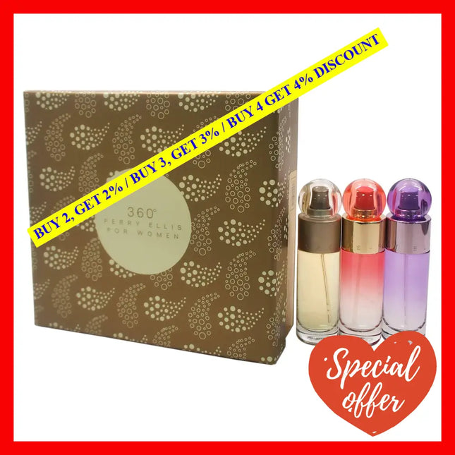 360 By Perry Ellis For Women - 3 Pc Gift Set 1Oz Edt Spray Coral Edp Purple