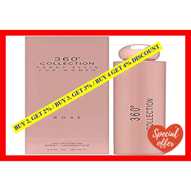 360 Collection Rose By Perry Ellis For Women - 3.4 Oz Edp Spray