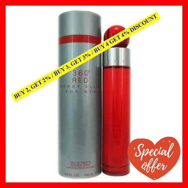 360 Red By Perry Ellis For Men - 3.4 Oz Edt Spray