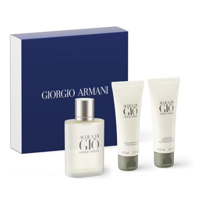 ACQUA DI GIO 3 PCS SET FOR MEN: 1.7 EDT SP + 2.5 SHOWER GEL + 2.5 AFTER SHAVE BALM
