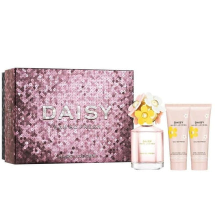 MARC JACOBS DAISY EAU SO FRESH 3 PCS SET FOR WOMEN: 2.5 EAU DE TOILETTE SPRAY + 2.5 BODY LOTION + 2.5 SHOWER GEL