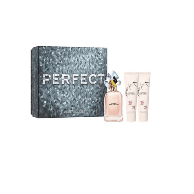 MARC JACOBS PERFECT 3 PCS SET FOR WOMEN: 3.3 EAU DE PARFUM SPRAY + 2.5 BODY LOTION + 2.5 SHOWER GEL