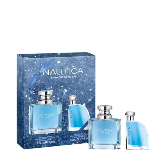 NAUTICA 2 PCS SET FOR MEN: VOYAGE 1.6 EAU DE TOILETTE SPRAY + BLUE 0.5 EAU EAU DE TOILETTE SPRAY