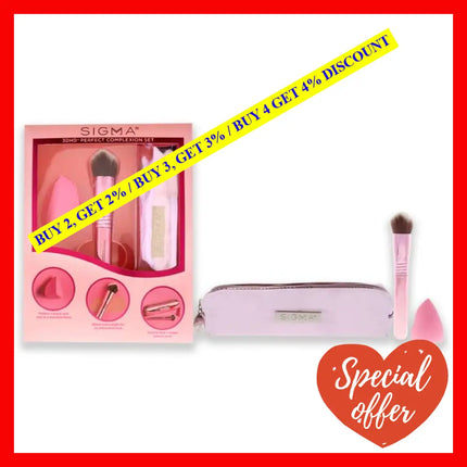 3Dhd Perfect Complexion Set By Sigma Beauty For Women - 3 Pc Blender Kabuki Brush Bag