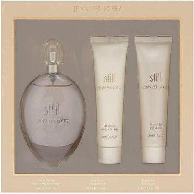J LO STILL 3 PCS SET: 3.4 EAU DE PARFUM SPRAY + 2.5 BODY LOTION + 2.5 SHOWER GEL (WINDOW BOX)