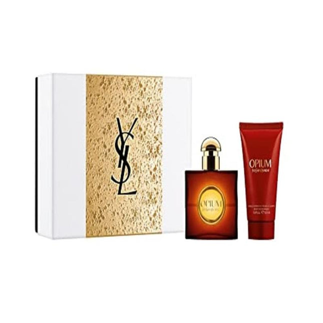 YSL OPIUM 2 PCS SET: 1 OZ EAU DE TOILETTE SPRAY + 1.6 BODY LOTION (HARD)