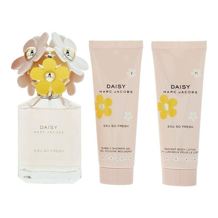 Marc Jacobs Daisy Eau So Fresh 3 Piece Gift Set: Eau De Toilette 75ml - Body Lotion 75ml - Shower Gel 75ml