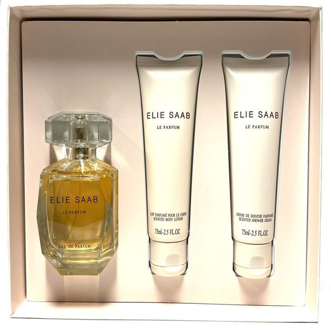 ELIE SAAB LE PARFUM 3 PCS SET FOR WOMEN: 3 OZ EAU DE PARFUM + 2.5 BODY LOTION + 2.5 SHOWER GEL