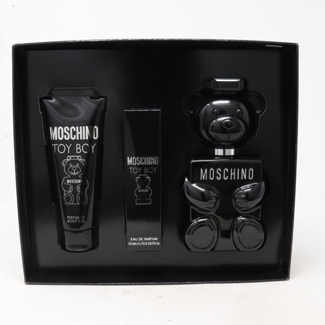 MOSCHINO TOY BOY 3 PCS SET: 3.4 EAU DE PARFUM SPRAY + 0.34 EAU DE PARFUM SPRAY + 3.4 BODY GEL (HARD)