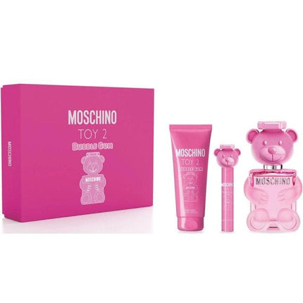 MOSCHINO TOY 2 BUBBLE GUM 3 PCS SET FOR WOMEN: 3.4 EAU DE TOILETTE SPRAY + 0.34 EAU DE TOILETTE TRAVEL SPRAY + 3.4 BODY LOTION
