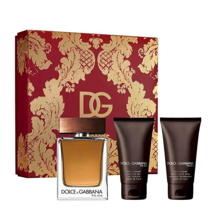DOLCE &amp; GABBANA THE ONE 3 PCS SET FOR MEN: 3.3 EAU DE TOILETTE SPRAY + 1.7 AFTER SHAVE BALM + 1.7 SHOWER GEL