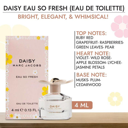 MARC JACOBS 4 PCS SET FOR WOMEN: PERFECT 0.16 EAU DE PARFUM + DAISY LOVE 0.13 EAU DE TOILETTE + DAISY EAU SO FRESH 0.13 EAU DE TOILETTE + DAISY 0.13 EAU DE TOILETTE (INDIVIDUALLY BOXED)