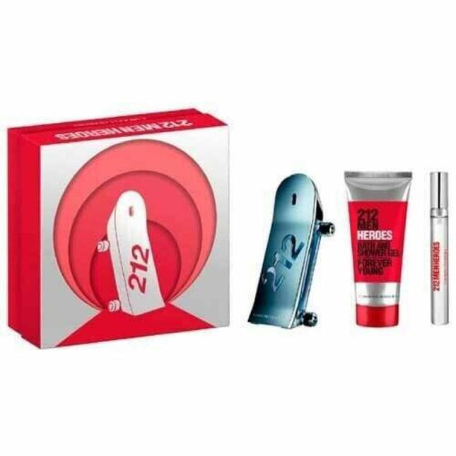 Carolina Herrera 212 Men Heroes 3 Pcs Set: 3 Oz Edt Sp + 0.34 Edt Sp + 3.4 S/G