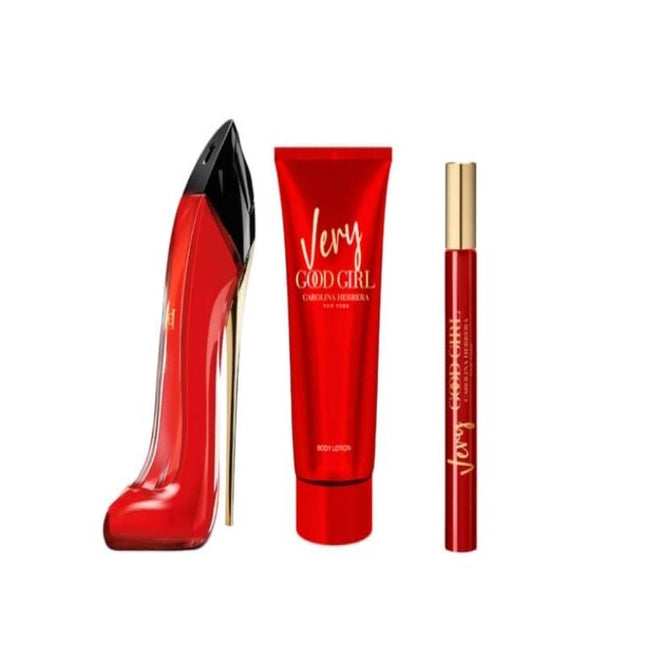 CAROLINA HERRERA VERY GOOD GIRL 3 PCS SET: 2.7 EAU DE PARFUM SPRAY + 0.34 EAU DE PARFUM SPRAY + 3.4 BODY LOTION