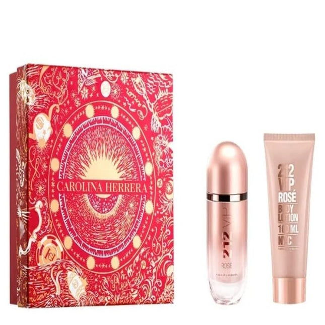 212 VIP ROSE 2 PCS SET FOR WOMEN: 2.7 EAU DE PARFUM SPRAY + 3.4 BODY LOTION