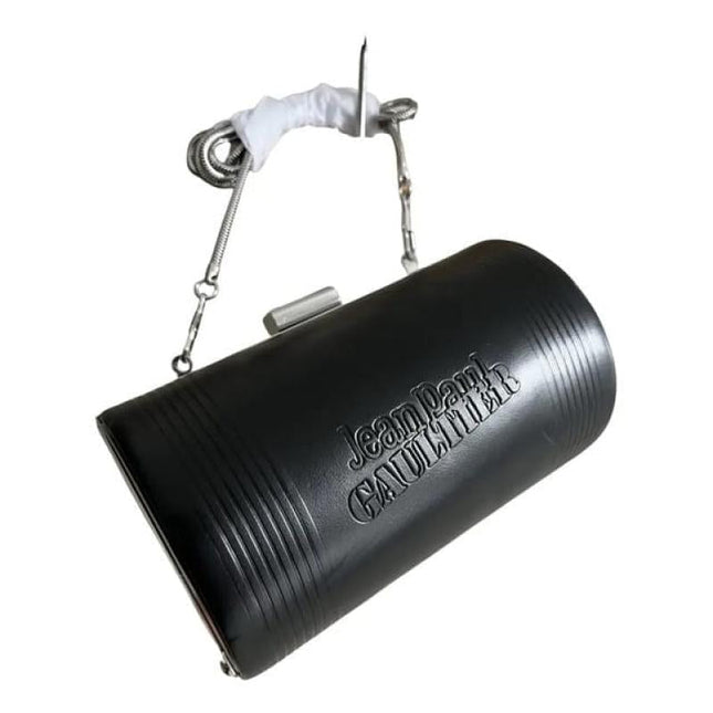 JEAN PAUL GAULTIER BLACK &amp; SILVER CROSSBODY LEATHER HARD CLUTCH