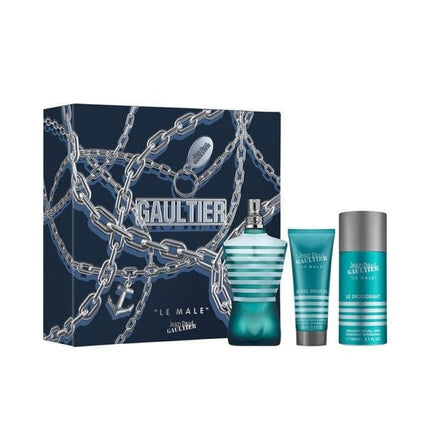 JEAN PAUL GAULTIER LE MALE 3 PCS SET FOR MEN: 4.2 EAU DE TOILETTE + 2.5 SHOWER GEL + 5 OZ DEODORANT SPRAY
