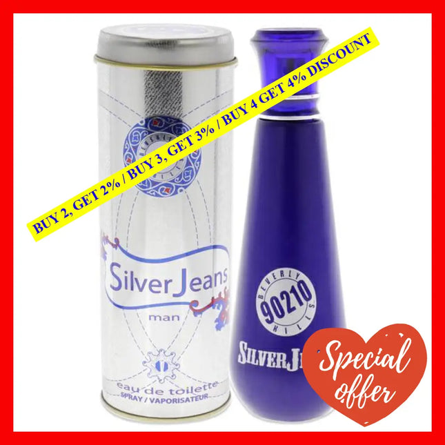90210 Silver Jeans By Giorgio Beverly Hills For Men - 3.4 Oz Edt Spray