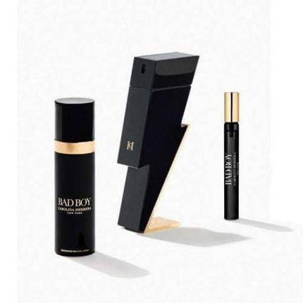 Carolina Herrera Bad Boy 3 Pcs Set For Men: 3.4 Edt Sp + 0.34 Edt Sp + 3.4 Deo Sp