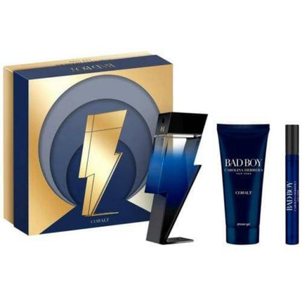 Carolina Herrera Bad Boy Cobalt 3 Pcs Set: 3.4 Edp + 0.34 Edp + 3.4 S/G