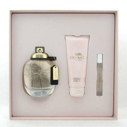 COACH NEW YORK 3 PCS SET FOR WOMEN: 3 OZ EAU DE PARFUM SPRAY + 0.25 EAU DE PARFUM SPRAY + 3.3 BODY LOTION..