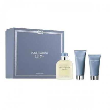 DOLCE &amp; GABBANA LIGHT BLUE 3 PCS SET FOR MEN: 4.2 EAU DE TOILETTE SPRAY + 2.5 AFTER SHAVE BALM + 1.6 SHOWER GEL