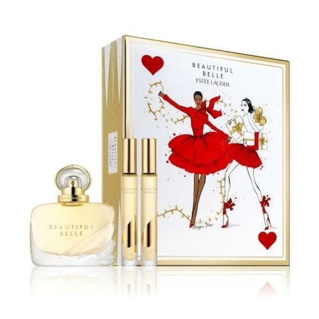 Beautiful Belle 3 Pcs Set: 1.7 Eau De Parfum Spray + 2 X 0.2 Oz Eau De Parfum Travel Spray (Hard Box)