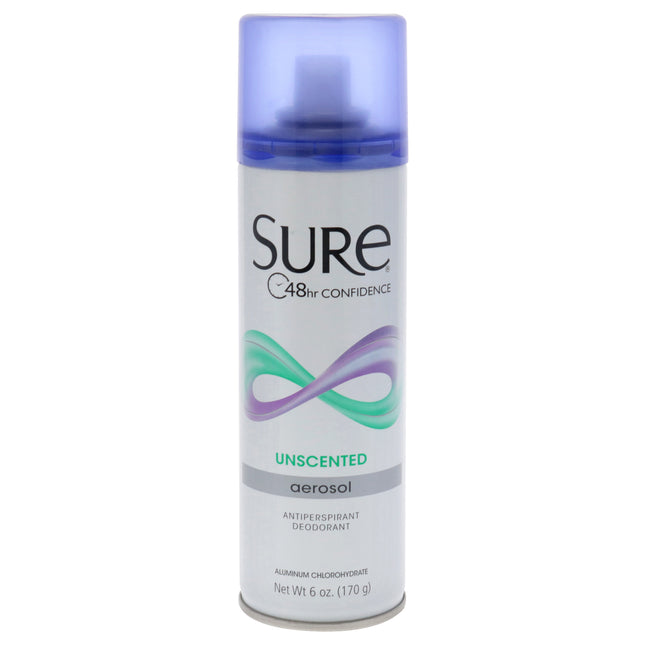 Sure Unscented Aerosol Anti-Perspirant and Deodorant for Unisex - 6 oz Deodorant Spray