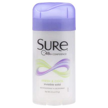 Sure Invisible Solid Anti-Perspirant Deodorant - Fresh and Cool for Unisex - 2.6 oz Stick