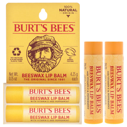 Burts Bees Beeswax Lip Balm Twin Pack for Unisex - 2 x 0.15 oz Lip Balm