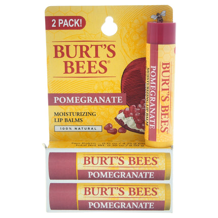 Burt's Bees Pomegranate Moisturizing Lip Balm Twin Pack - 0.15 oz (2 Pack) for Unisex