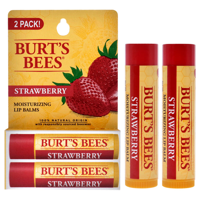 Burts Bees Strawberry Moisturizing Lip Balm Twin Pack for Unisex - 2 x 0.15 oz Lip Balm