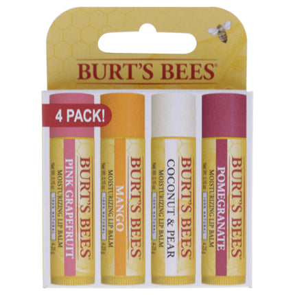 Burts Bees Superfruit Moisturizing Lip Balm Pack for Unisex - Set of 4 Delicious Flavors