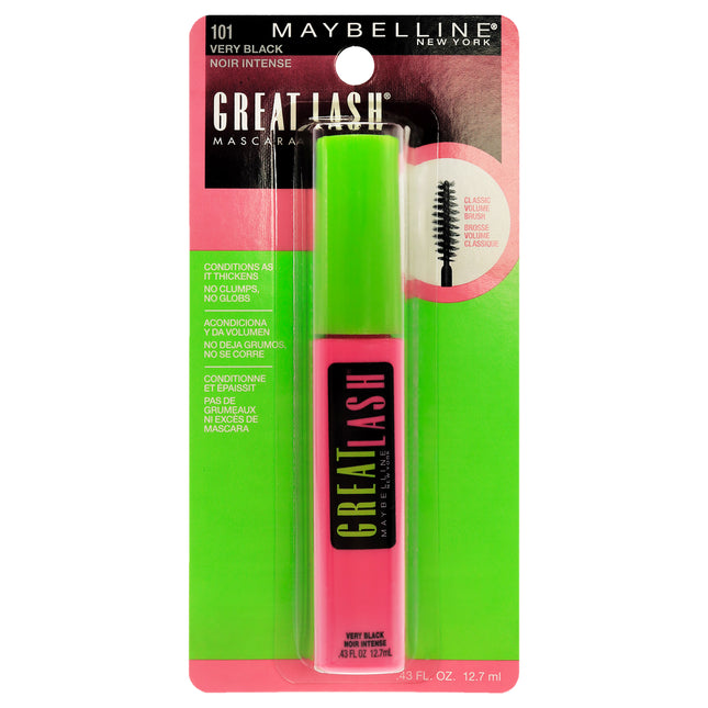 Maybelline Great Lash Mascara in Very Black for Women - 0.43 oz Mascara