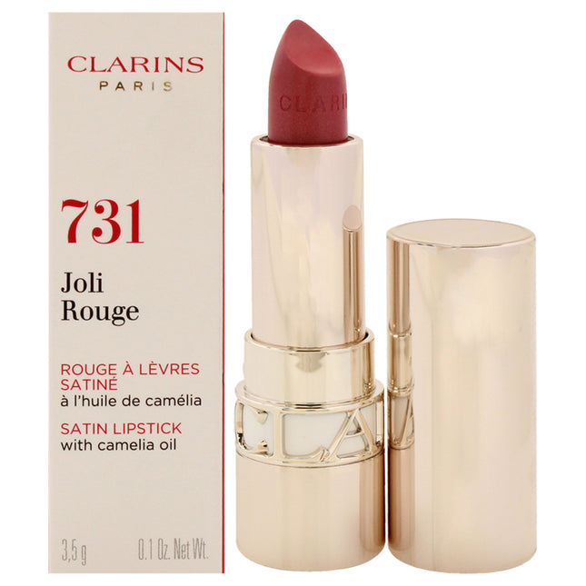 Clarins Joli Rouge Satin Lipstick in Rose Berry - 0.1 oz, Refillable Lipstick for Women